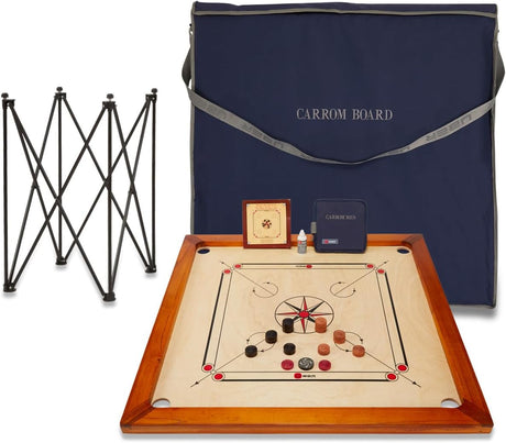 Uber Games – Premium Carrom Board Set – 33 x 33” Official Size playing board Including Carrom Men,Striker & Powder - Hardwood edges for better rebound – Made in India – Great value for all players.