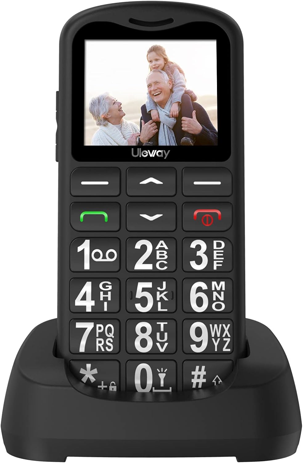 ukuu Big Button Mobile Phone for Elderly Easy to Use Basic Mobile Phone SIM Free Unlocked Senior Mobile Phone with SOS Button, Speed Dial, 800mAh, Bluetooth and Charging Dock-Black.