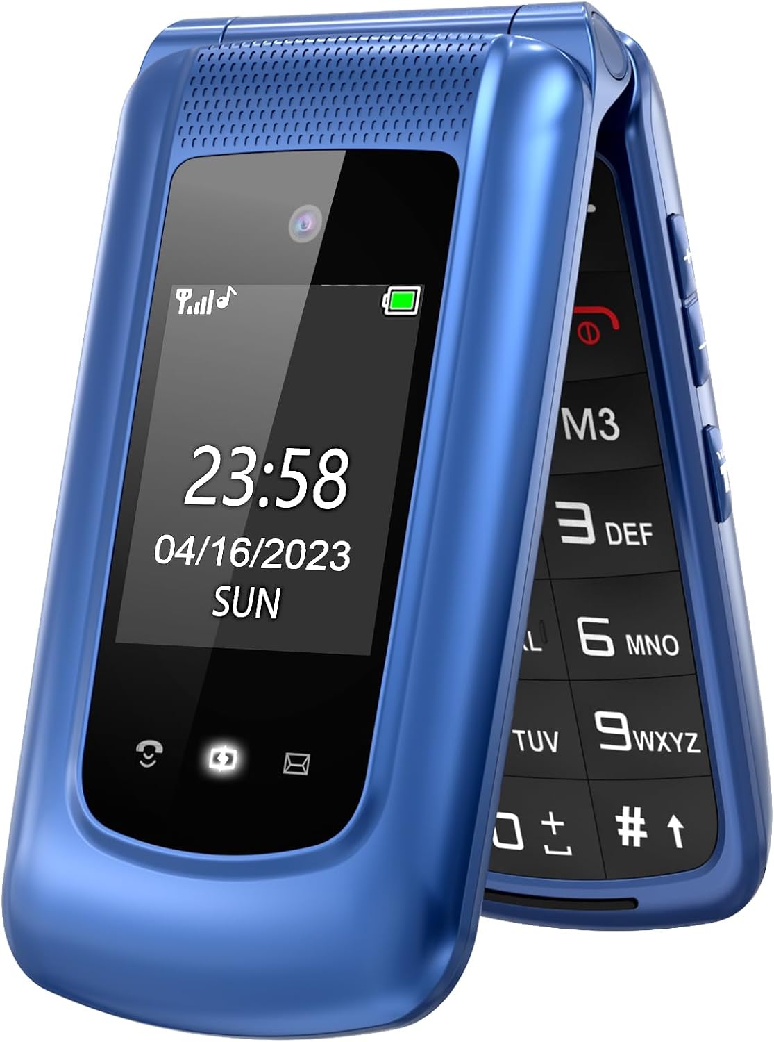 uleway Big Button Mobile Phone for Elderly Unlocked Flip Senior Mobil Phone Pay As You Go Flip Phone Basic Phone with SOS Emergency Button Speed Dail Torch FM Radio Easy to Use for Senior (2G-Blue).