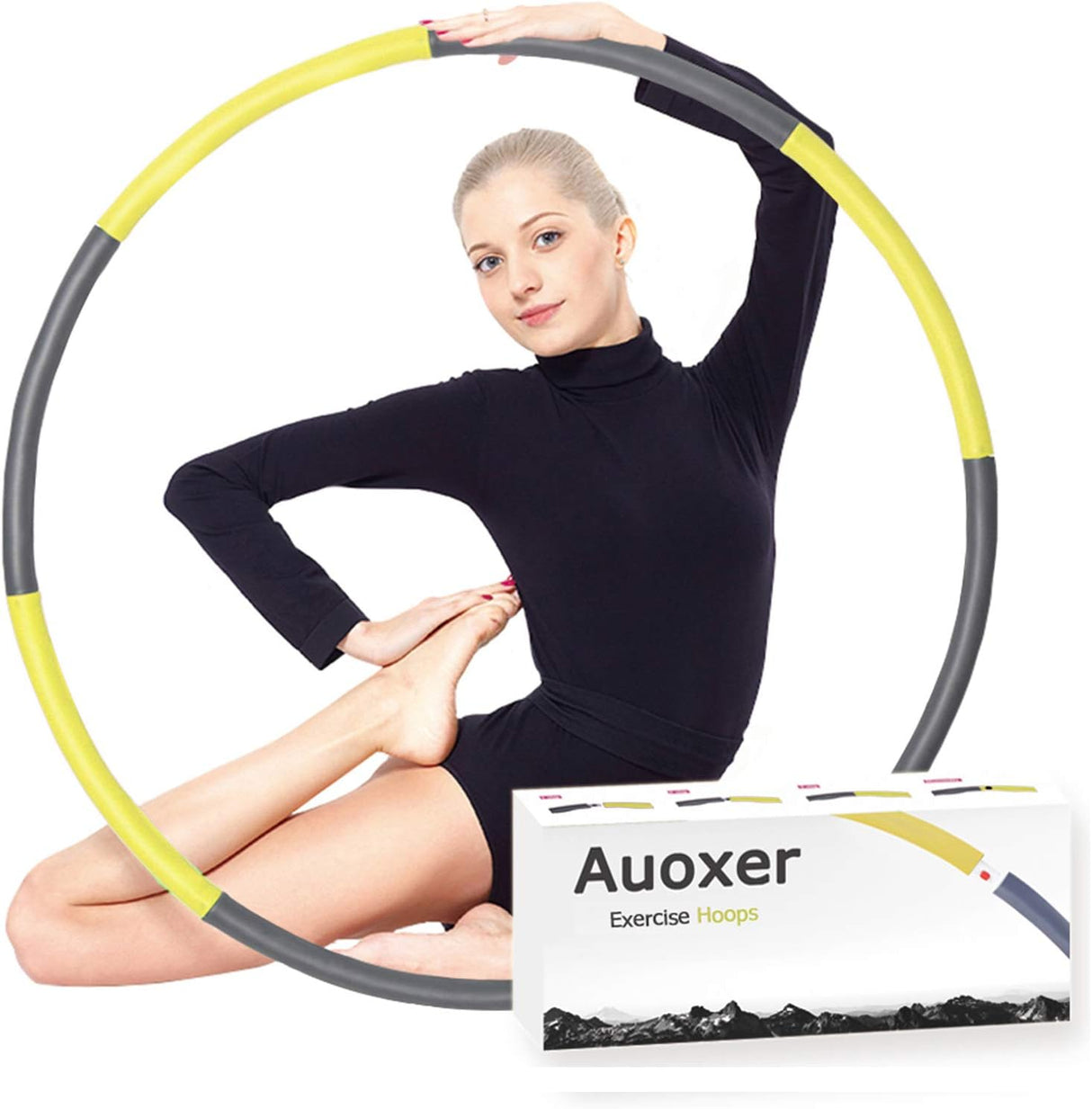 Auoxer Fitness Exercise Weighted hoops, Lose Weight Fast by Fun Way to Workout, Fat Burning Healthy Model Sports Life, Detachable and Size Adjustable Design.