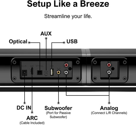 ULTIMEA 4.1ch Sound Bar for Smart TV with Subwoofer, Peak Power 200W, 2-in-1 Detachable Bluetooth 5.3 Soundbar, Bass Adjustable, 3 EQ Modes TV Sound Bar, ARC/Optical/Aux, Apollo S50 Detachable Series.