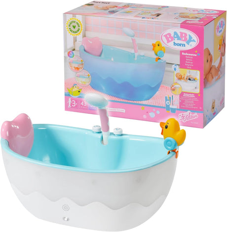 BABY Born Bath Bathtub 832691 - Accessories for 36cm & 43cm Dolls with Light/Sound Effects For Toddlers - Includes Pillow & Squirting Duck - Batteries Required - Suitable from 3 Years.