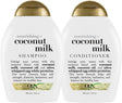 OGX Coconut Milk Conditioner for Dry Damaged Hair, 385ml & Coconut Milk Shampoo, 385ml.