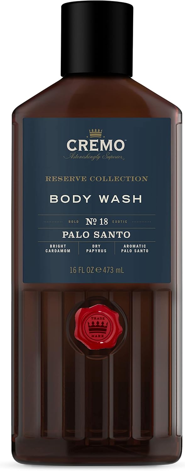 CREMO - Reserve Collection Palo Santo Body Wash For Men - Luxury Fragrance Shower Gel - 473ml.