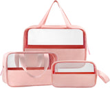 Clear Toiletry Bag, 3pcs Makeup Bag with Zippers, Handing Travel Accessories Portable Waterproof Cosmetic Wash Bags for Women and Men.