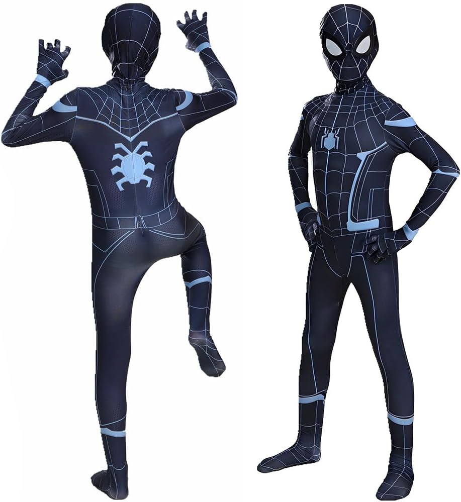 BSNRDX Hero Costume Kids 120CM Hero Costume for Boys Cosplay Accessories Kids Hero Costume Kid Role Play Jumpsuit Bodysuit Halloween Carnival Costume, Black.