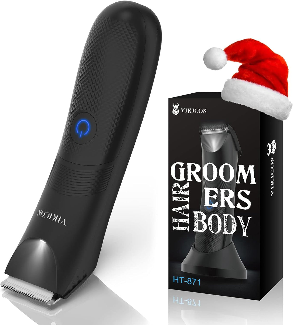 VIKICON Balls Trimmer Men, Pubic & Body Hair Trimmer Men, IPX7 Waterproof Body Groomer w/Light & Ceramic Blade, Body Shavers for Private Parts, Electric Male Razor, USB-C Charging, Gifts for Him Dad.