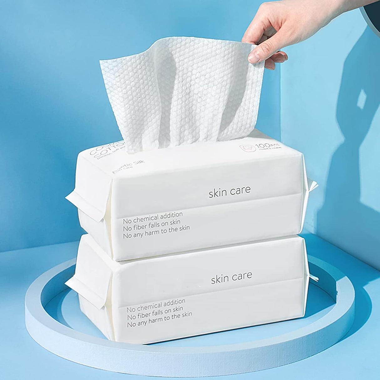 Disposable Face Towel, BIEWO Cotton Tissue Soft Dry Wipes for Women, Simple Cleaning Facial Tissues Dry Wet Dual Portable Use for Sensitive Skin & Baby & Makeup Remover & Personal Care (2 PACK=200PCS).