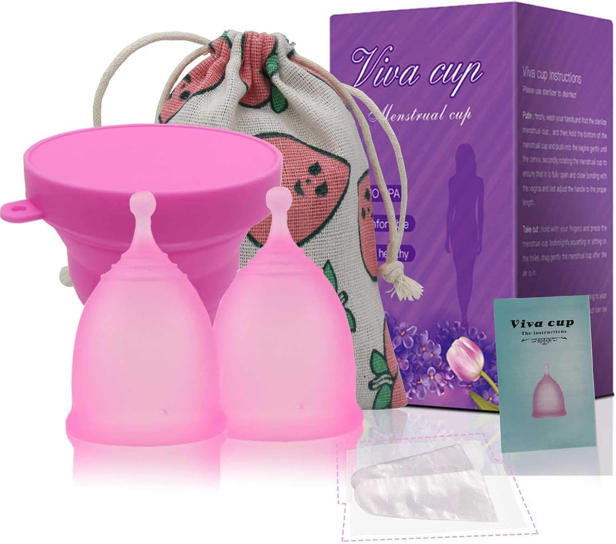 Aomiduo Menstrual Cup Reusable Period Cup Alternative to Tampon and Pad Medical Grade Silicone Menstrual Cups Dimensions L (Large) and S (Small)(Presented Travel Storage Cup).