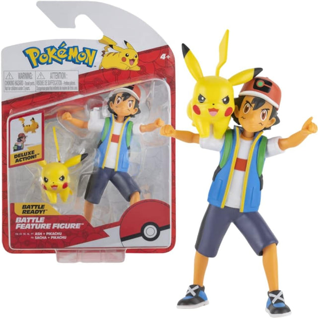 AB Gee 674 PKW2473 EA Pokemon Battle Feature 4.5in Fig Ash and Pikachu, red.