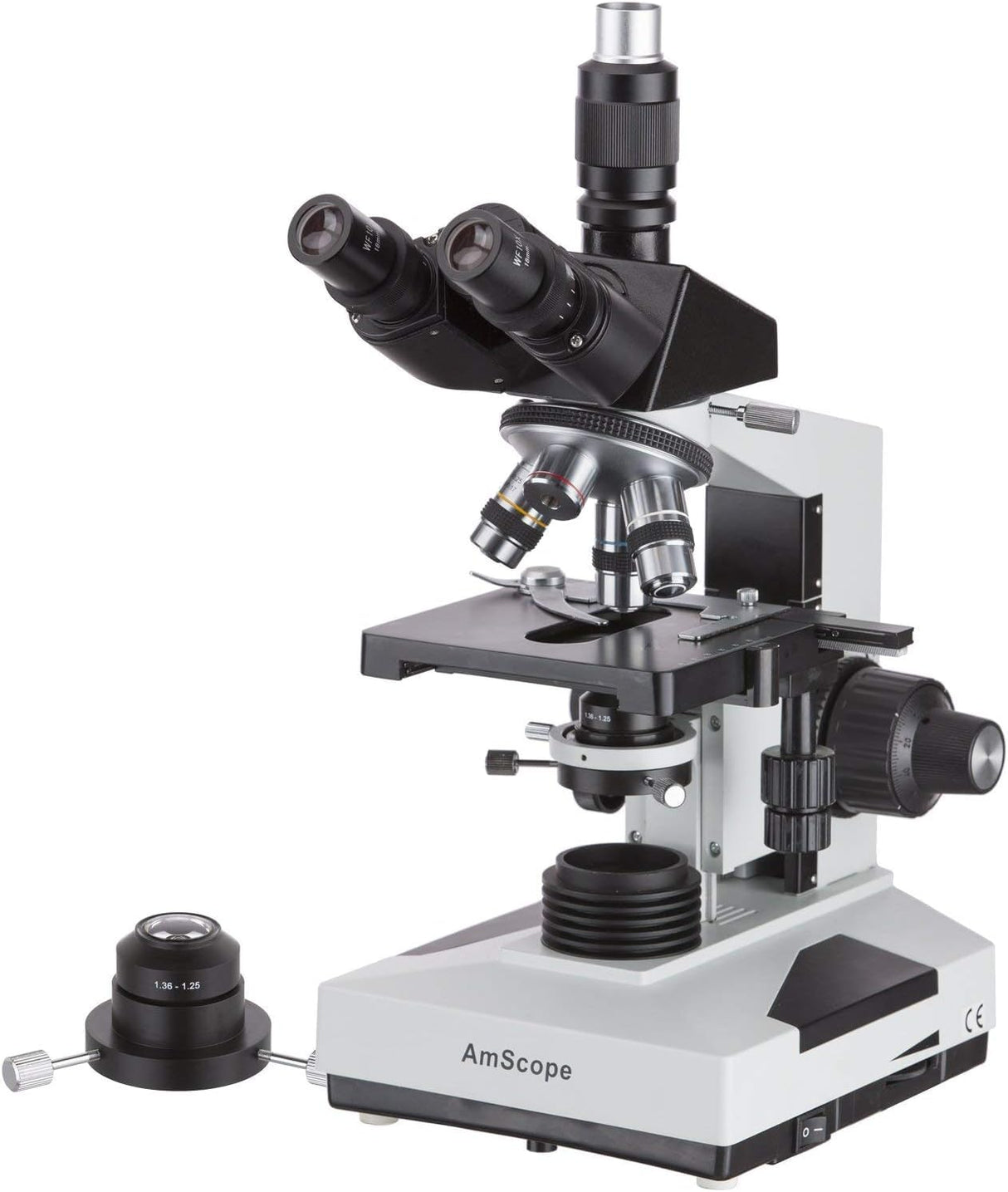 AmScope T490B-DK Trinocular Composite Dark Field Microscope 40X-2000X 12" x 9" x 16" White.