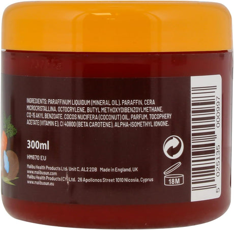 Malibu Sun SPF 8 Bronzing Tanning Body Butter with Beta Carotene and Coconut Oil, Water Resistant, Tropical Coconut Fragrance, 300ml.