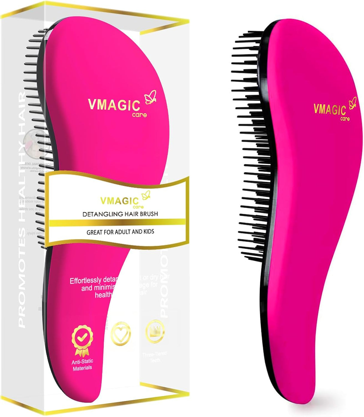 Detangling Brush - glide the Detangler Brush through Tangled hair - Best Brush/Comb for Women, Girls, Men & Boys - Use in Wet and Dry Hair (Purple)