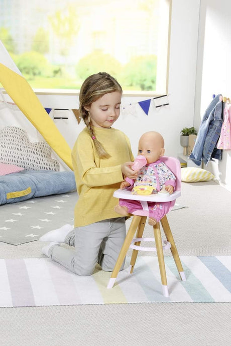 BABY born 829271 Baby Born High Chair Accessory-for Imaginative Play with Doll-Comfortable Seat, Sturdy Table to Eat & Play-Ages 3 Years+, Multicolor.