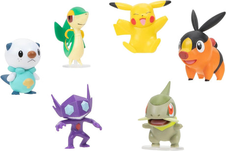 Pokémon Battle Figure 6 Pack - Features 2-Inch Sableye, Axew, Snivy, Tepig, Oshawott & Pikachu - Authentic Details.