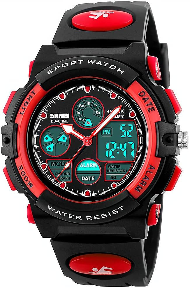 eYotto Kids Sports Watch Waterproof Boys Multi-Function Analog Digital Wristwatch LED Alarm Stopwatch.