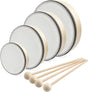 Akamino 4 Pack 4 Sizes Wooden Hand Drum Set,Wood Frame Drums with Drum Sticks,6/7/8/10 Inch Musical Instrument Percussion Drum for Rhythm Learning,Music Enlightenment.