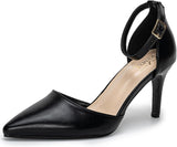 Women Court Shoes Buckle Ankle Strap Pointed Toe Dressy Stiletto Classic Court Shoes.