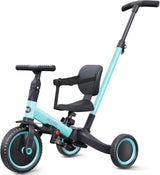 newyoo Trike for 1-3 Year Old, Baby Trike with Parent Handle, Toddler Bike, Birthday Gift & Ride-On Toy for Boy & Girl, Baby Bike, Baby Balance Bike, 5 in 1 Kids Tricycle, TR007, Dark Grey.