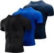 Niksa 1 Pack or 3 Packs Compression Tops for Men Short Sleeve Mens Running Top Mesh Design Quick Dry Base Layer Top for Gym Sports Fitness Workout Cycling,Training.