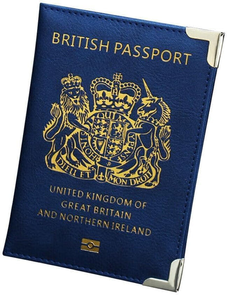 New UK Passport Holder Protector Cover Wallet PU Leather United Kingdom EU (Light Blue).