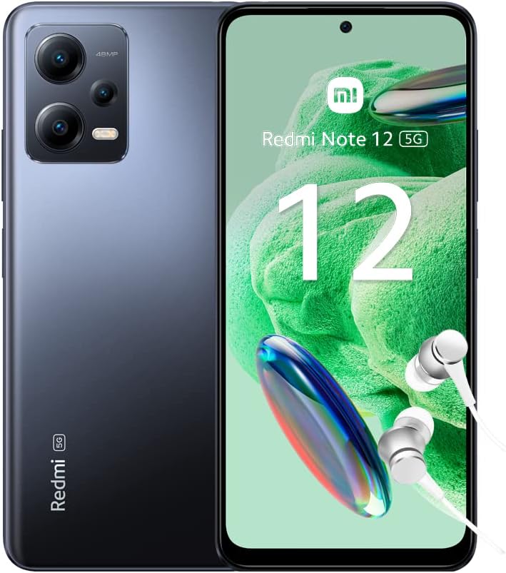 Xiaomi Redmi Note 12 5G Smartphone, 4+128GB, 6.67 Inch FHD+ AMOLED DotDisplay, 5,000 mAh, 48MP Camera, 33W Fast Charging, Dual SIM, Onyx Grey (UK Version 2 Year Warranty).