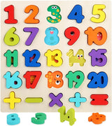 Wooden Jigsaw Puzzles for 2 3 4 Year Old Kids Numbers & ABC Alphabet Learning Toys - Early Education Toys-Wooden Puzzles Montessori Toys for Girls Boys Gifts. (capital letters).