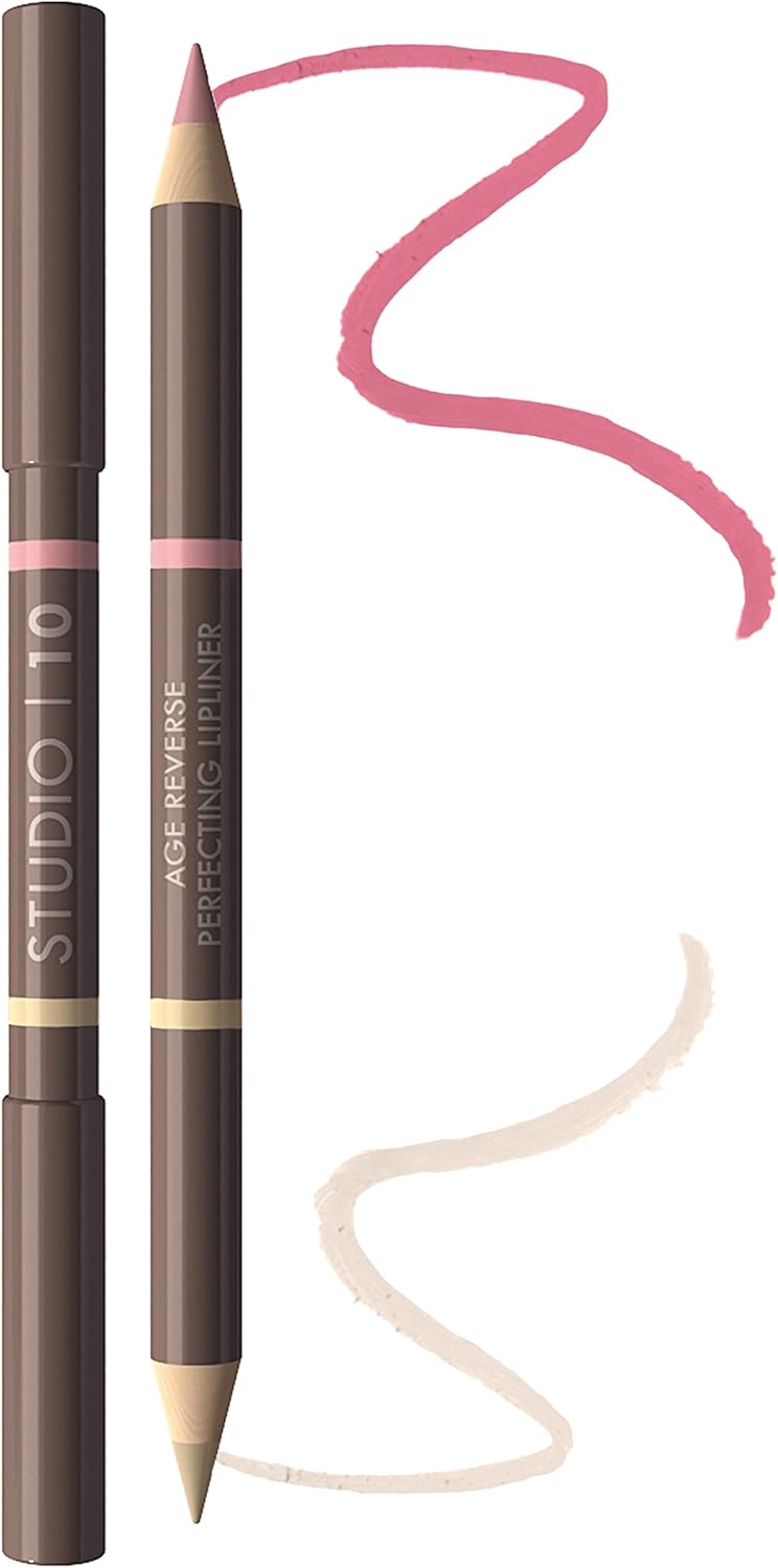 Studio 10 Lip Perfecting Plumping Liner - Achieve Fuller-Looking Lips with Precise Definition and Soft Shaping Duel-Ended Lip Pencil - Long Lasting Lip Liner For Mature Skin.