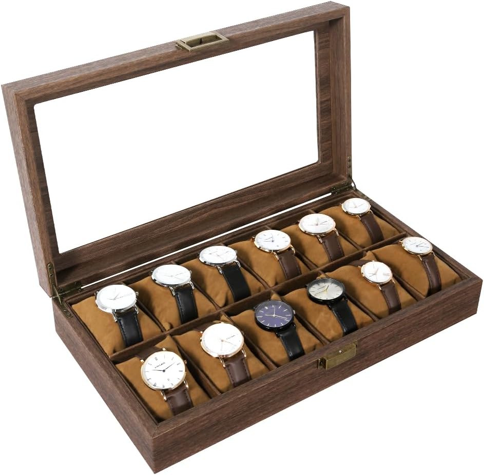 Uten Watch Boxes 6 Slots, Watch Display Storage Box PU Jewelry Collection Case Organiser Holder.