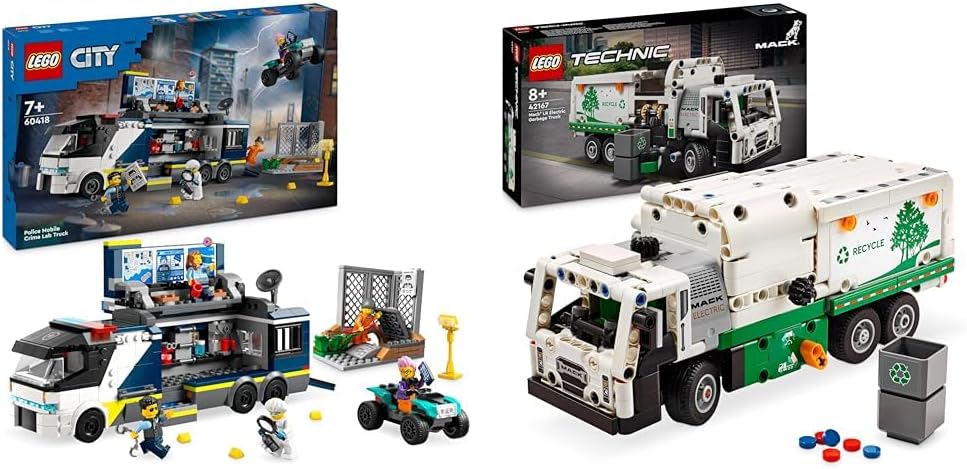 LEGO City Police Mobile Crime Lab Truck Toy for 7 Plus Year Old Boys, Girls & Kids, Vehicle Set with Quad Bike, 2 Officer, 1 Scientist and 2 Crook Minifigures for Pretend Play, Birthday Gifts 60418.