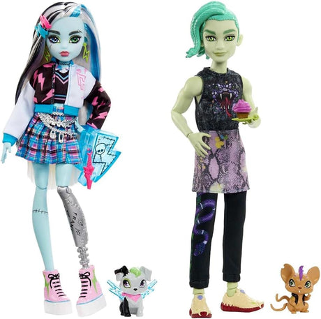 Monster High Frankie Stein Doll, Fashion Frankenstein Doll with Black and White Hair, Toy Dog Watzie and Doll Accessories, Toys for Ages 4 and Up, One Doll, HHK53.