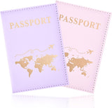 2 Pcs Passport Holder, PU Leather Passport Cover Passport Holder Travel Wallet for Passport, Ticket Card, Boarding Passes, Credit Card, Business Cards, (Blue, Green).