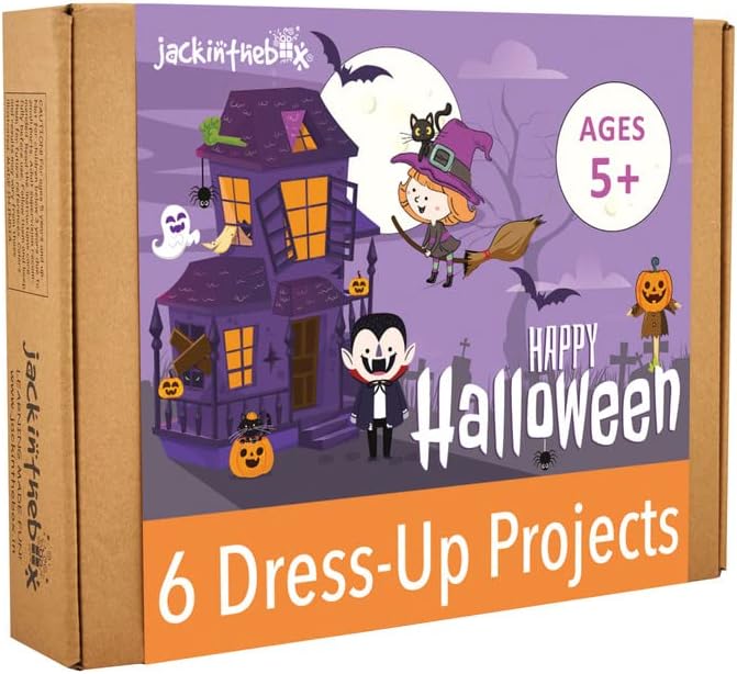 jackinthebox Superhero DIY Costume Art and Craft Kit, Make a Cape, Mask and Cuffs, Best Gift for Boys Ages 5 6 7 8 Years, 3 Craft Projects in 1 Box.