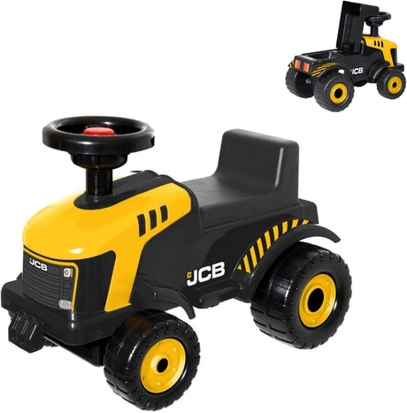 JCB Fastrac Foot To Floor Ride-On | JCB Tractor Ride-On For Toddlers | Construction Ride-On Push Car | Features Squeaky Horn & Under Seat Storage | Push Along Tractor | JCB Construction Toys | Ages 2+.