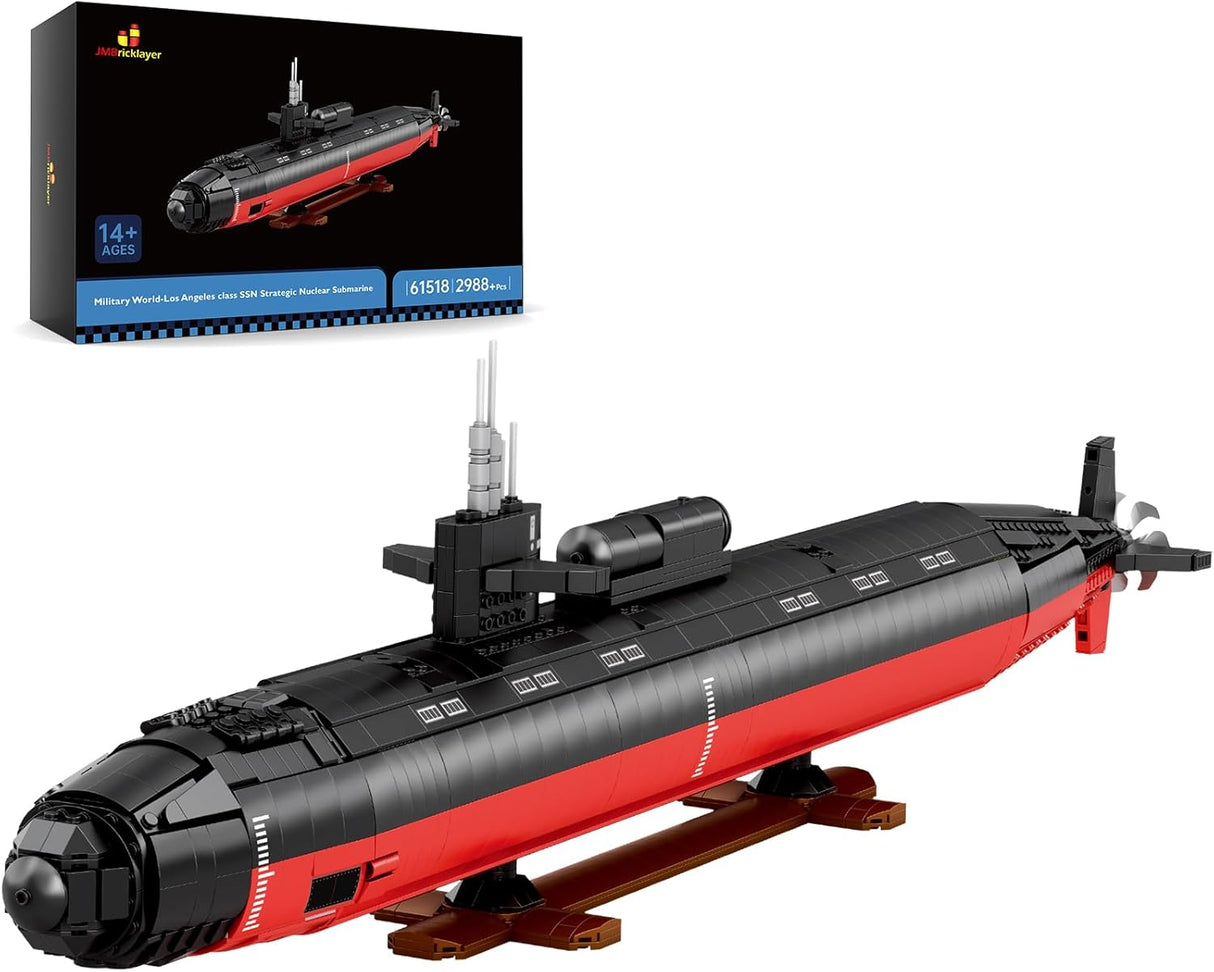 JMBricklayer Large Submarine Toy Building Sets, 1:125 Scale Military Los Angeles-class Nuclear Submarine Hobby Model for Adult, Collectible War Battle Submarine Construction Toy Decor Gifts (2988PCS).