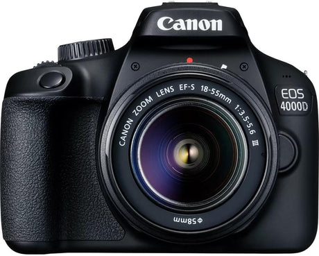 Canon EOS 4000D DSLR Camera and EF-S 18-55 mm f/3.5-5.6 III Lens - Black.