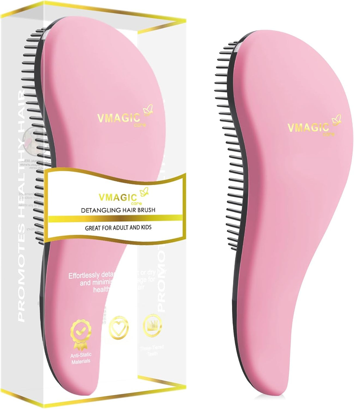 Detangling Brush - glide the Detangler Brush through Tangled hair - Best Brush/Comb for Women, Girls, Men & Boys - Use in Wet and Dry Hair (Purple)