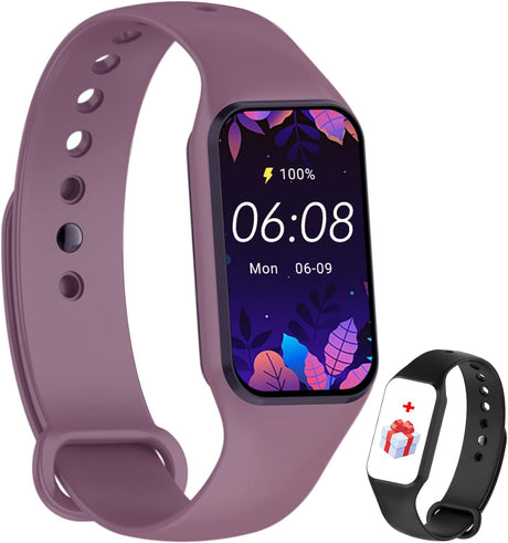 IOWODO Smart Watch Women Men, Fitness Watch with Heart Rate/Blood Oxygen/Sleep Monitor/Custom Dials, 5ATM Waterproof Step Counter Watch with 24 Sport Modes Fitness Tracker for Android iOS - Purple.