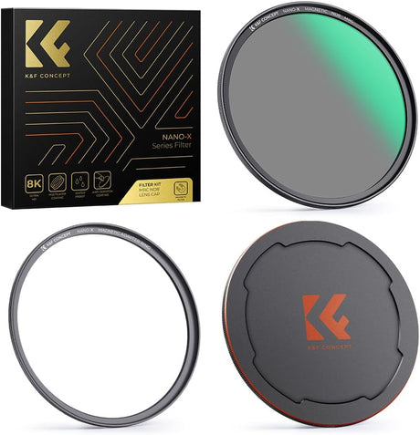 K&F Concept 52mm Magnetic ND8 Lens Filter with Adapter Ring+ Alloy Lens Cap, 3 stops Optical Glass ND for DSLR Cameras (Nano-X Series).