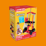 Casdon Henry & Hetty Toys - Henry Cleaning Trolley - Red Henry-Inspired Toy Playset with Mop, Brushes, Dustpan, & Accessories - Kids Cleaning Trolley Set - For Children Aged 3+.