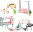 Dolls House Furniture, Wooden Dollhouse Furniture Set, Wooden and Plastic Furniture Set, Patio and Babyroom Set, 20 PCS Dollhouse Accessories Pretend Play Furniture Toys for Boys Girls & Toddlers.