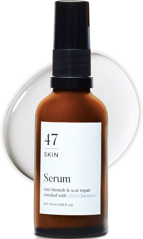 47 Skin Hydrating Face Serum for Clearing Acne and Scars, Anti-Blemish & Scar Repair Serum Skincare Treatment with Silver Chitoderm Smooth Skin Moisturiser Serum for All Skin Types - 30ml.