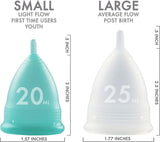 Pixie Menstrual Cup - includes Ebook Guide, Cleaning Wipes, Lube, & Storage Bag - Number 1 for Most Active Reusable Period Cup - Tampon and Pad Alternative - Buy One We Give One (2X - Small).