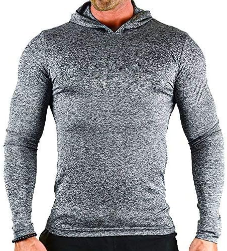 Mens Gym Slim Long Sleeve Bodybuilding Hoodies Sports Top Shirts Cotton and Spandex.