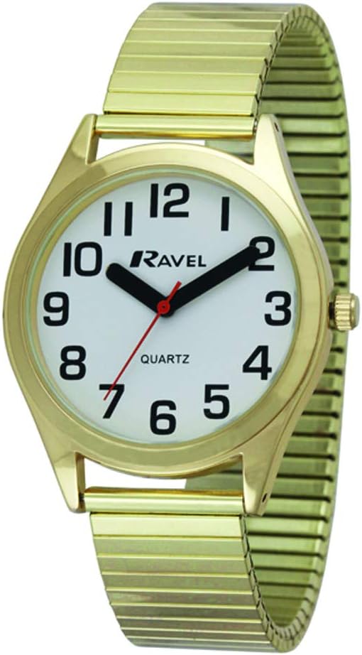 Ravel - Unisex Super Bold Sight Aid Watch with Big Numbers on Stainless Steel Expander Bracelet.