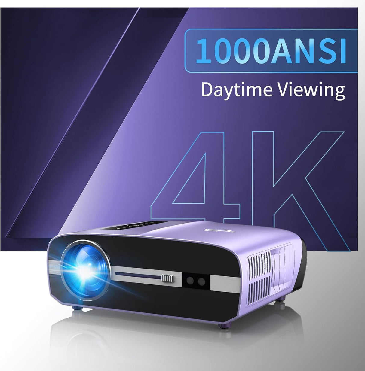 Ultra HD Daylight Projector 1000ANSI,4K Projector Home Cinema WIFI6 Bluetooth 13000Lumen 300” Display,Native 1080P Smart 5G Outdoor Movie Projector With Apps Airplay HDMI USB WLAN Zoom Auto Keystone.