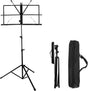 ASelected Sheet music stand portable travel rack musical instrument accessories, sturdy adjustable height lift tripod base metal with sheet music clip bracket, with a handbag.