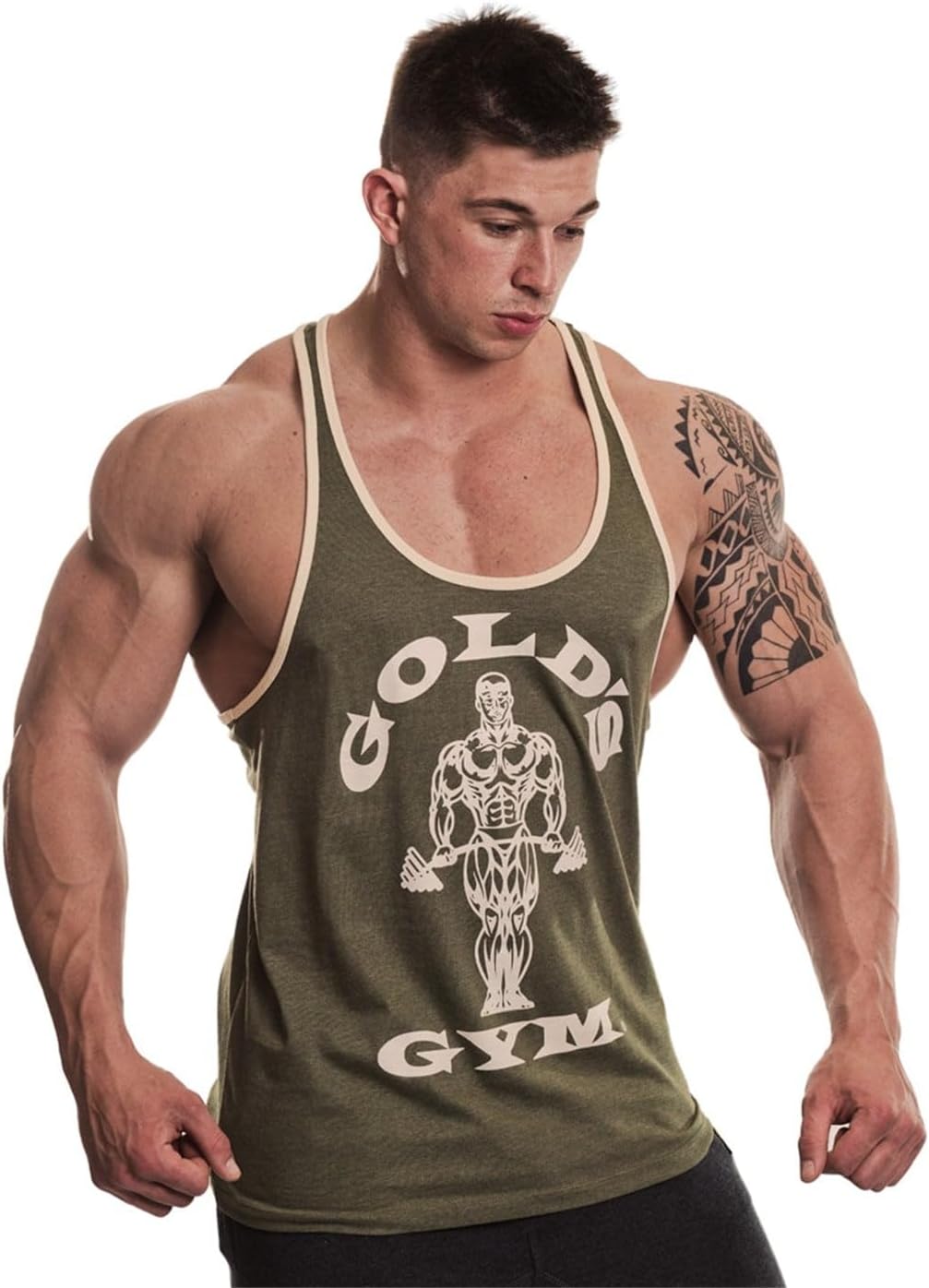 Gold's Gym GGVST004 Men's Training Sports Fitness Tank Top Muscle Joe Contrast Stringer Vest.