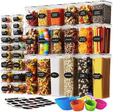 Airtight Food Storage Container Set - 24 Piece, Kitchen &amp; Pantry Organization, BPA-Free, Plastic Canisters with Durable Lids Ideal for Cereal, Flour &amp; Sugar - Labels, Marker &amp; Spoon Set