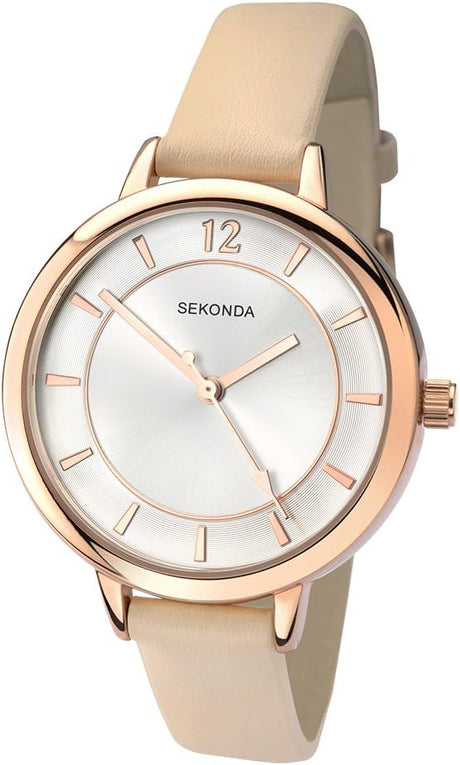 Sekonda 35mm Classic Women’s Rose Gold Case Analogue Quartz Watch.